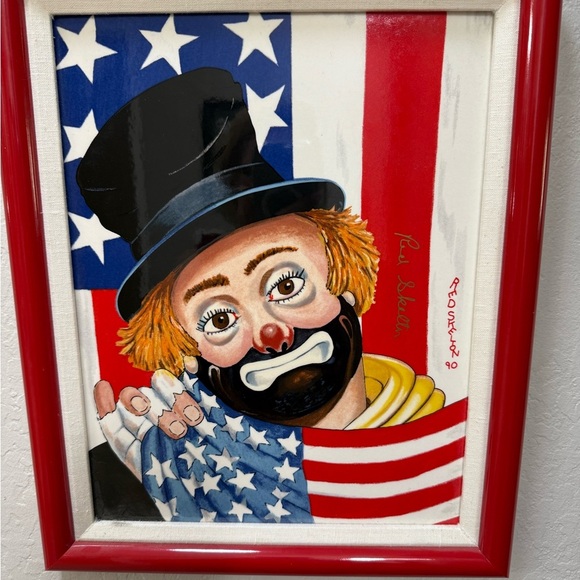 Red Skelton Signed 1990 The All American Clown Framed Porcelain  Painting 1235 - Picture 2 of 7